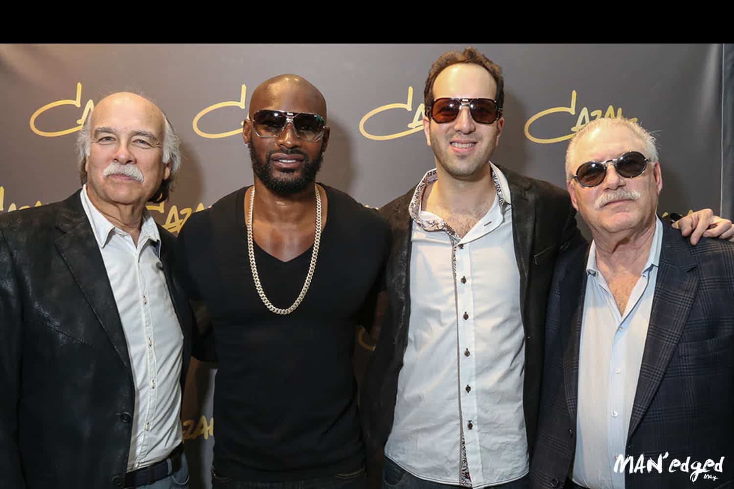 Paul Shyer (left), Tyson Beckford, Jason Shyer, and Roger Shyer of Ese Eyewear at the Cazal Official Event