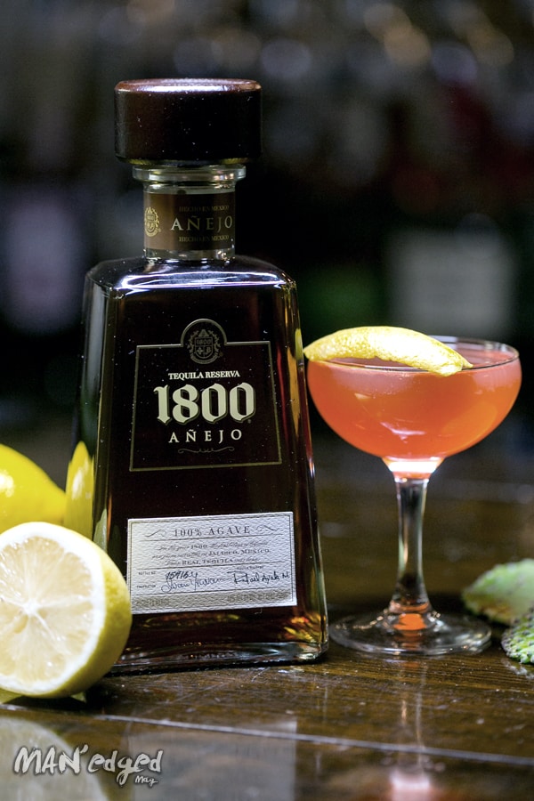 1800 Tequila Anejo bottle and cocktail