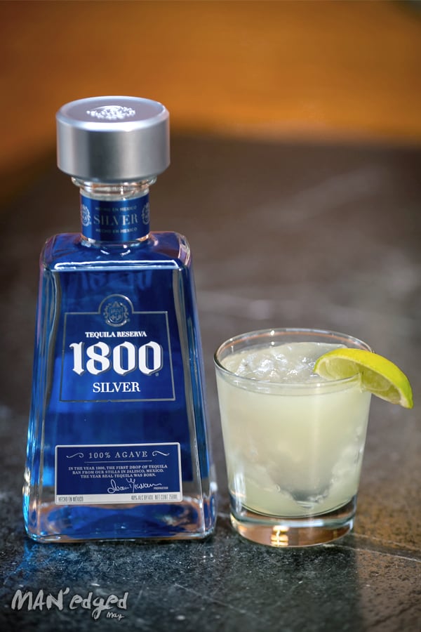 1800 Tequila Silver bottle and margarita cocktail
