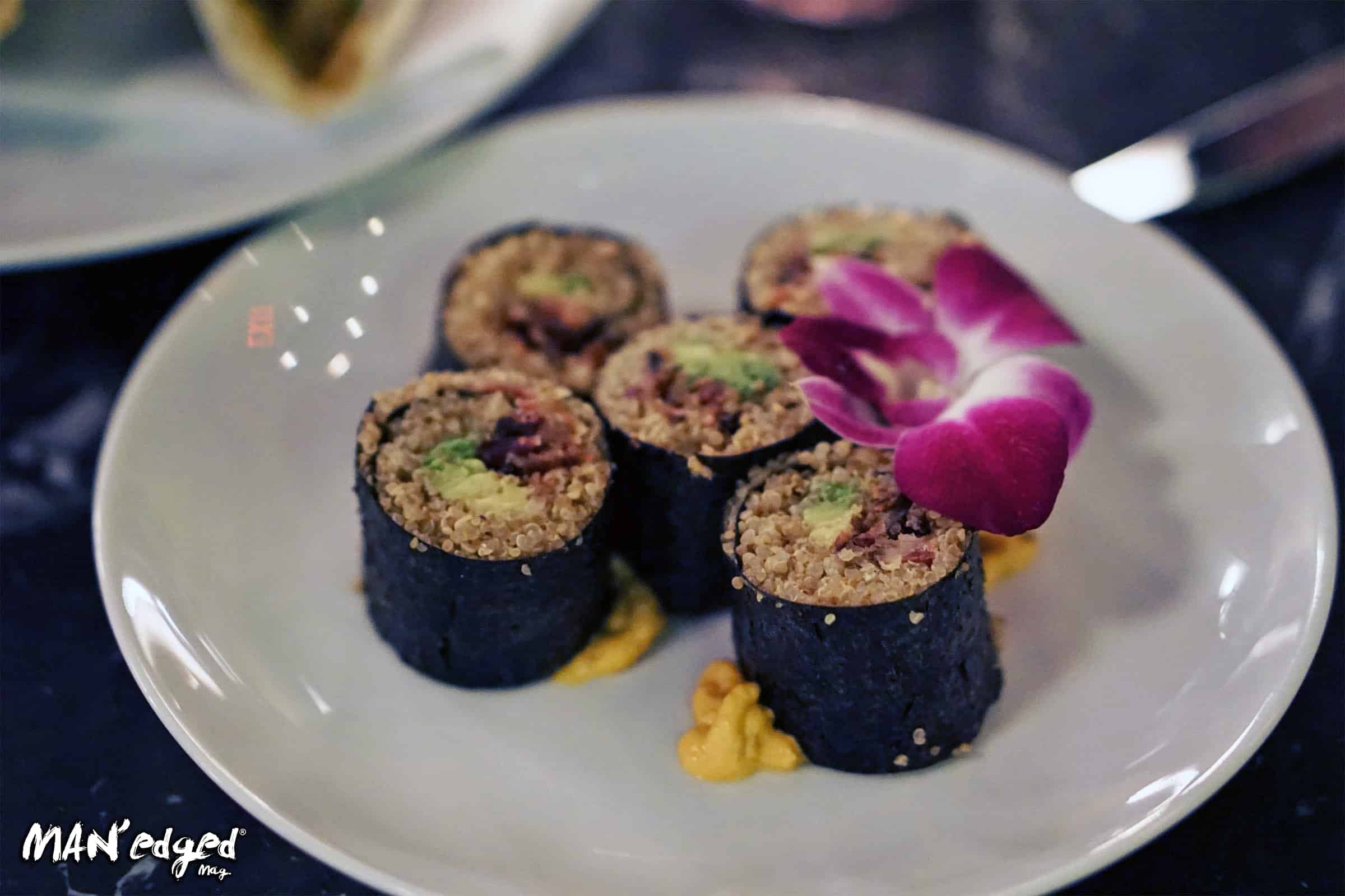 Sushi rolls on plate at VNYL