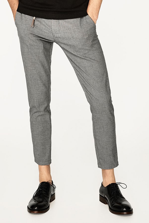 gray cropped men's trouser featured in April Editor's Picks
