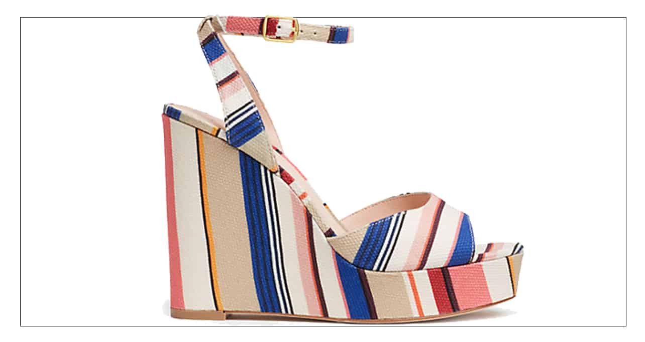 High wedge shoes with colorful stripes from Kate Spade