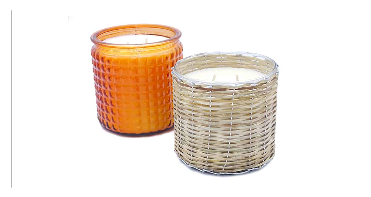 Mother's Day candle gift with orange glass candle and basket candle
