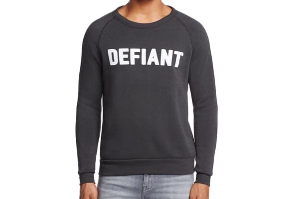 Black Defiant Sweater in Bloomingdales pop up shop celebrating HBO's the defiant ones 