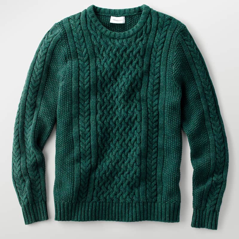 mens green cable knit sweater