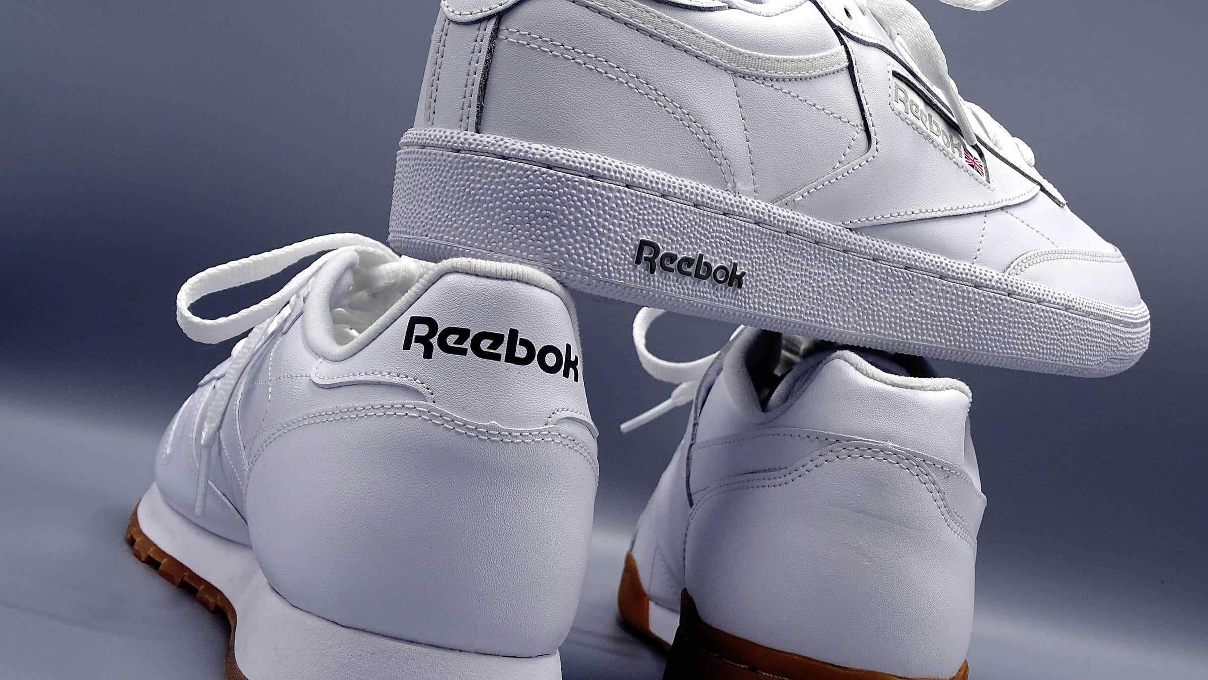 men's white reebok sneakers stacked