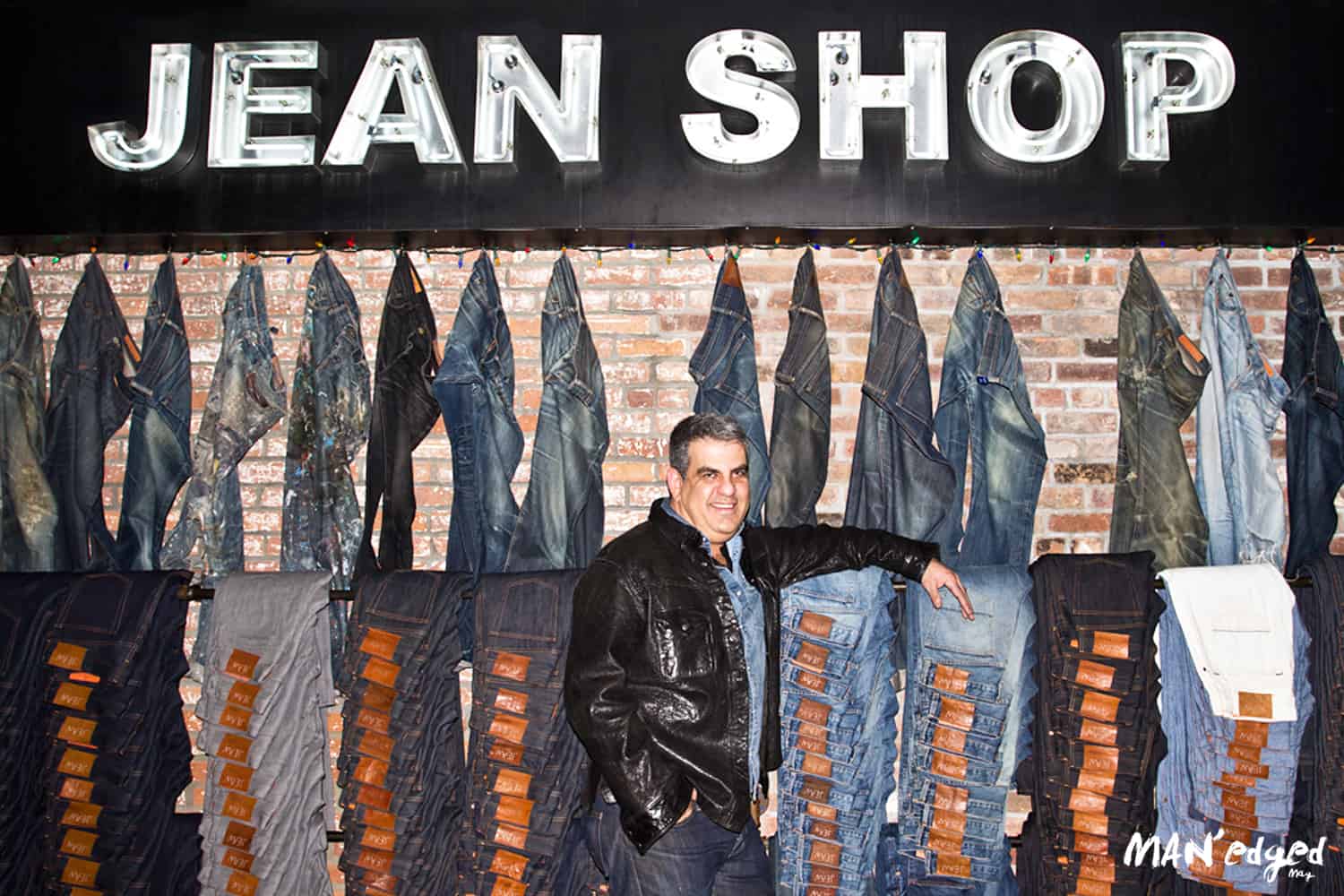 Men's denim guru and founder of Jean Shop, Eric Goldstein, poses inside denim store in SOHO