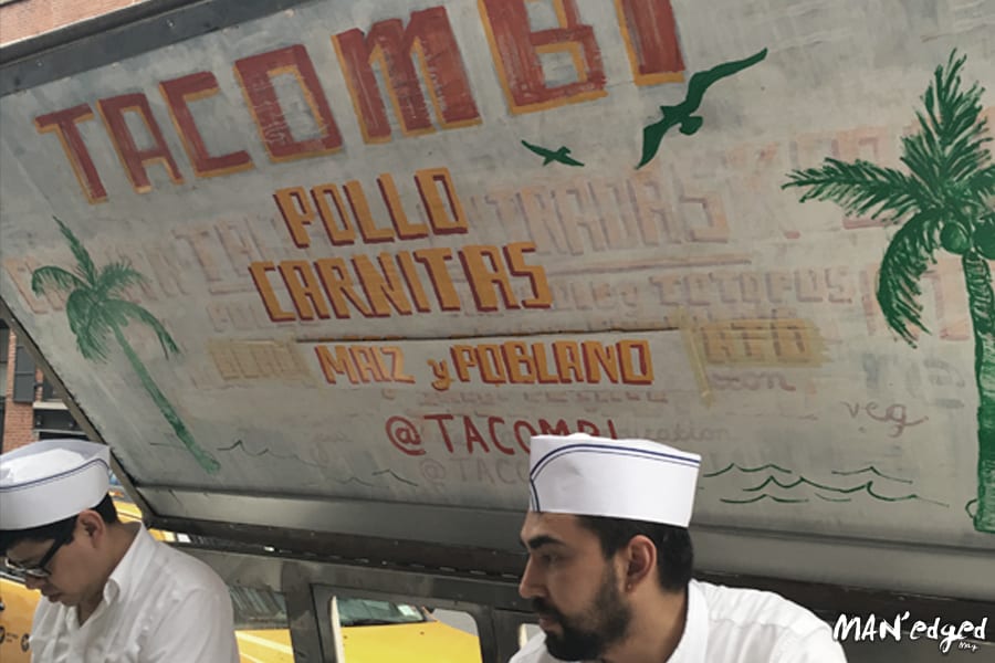 The Tacombi taco truck outside of Jean Shop serving tacos