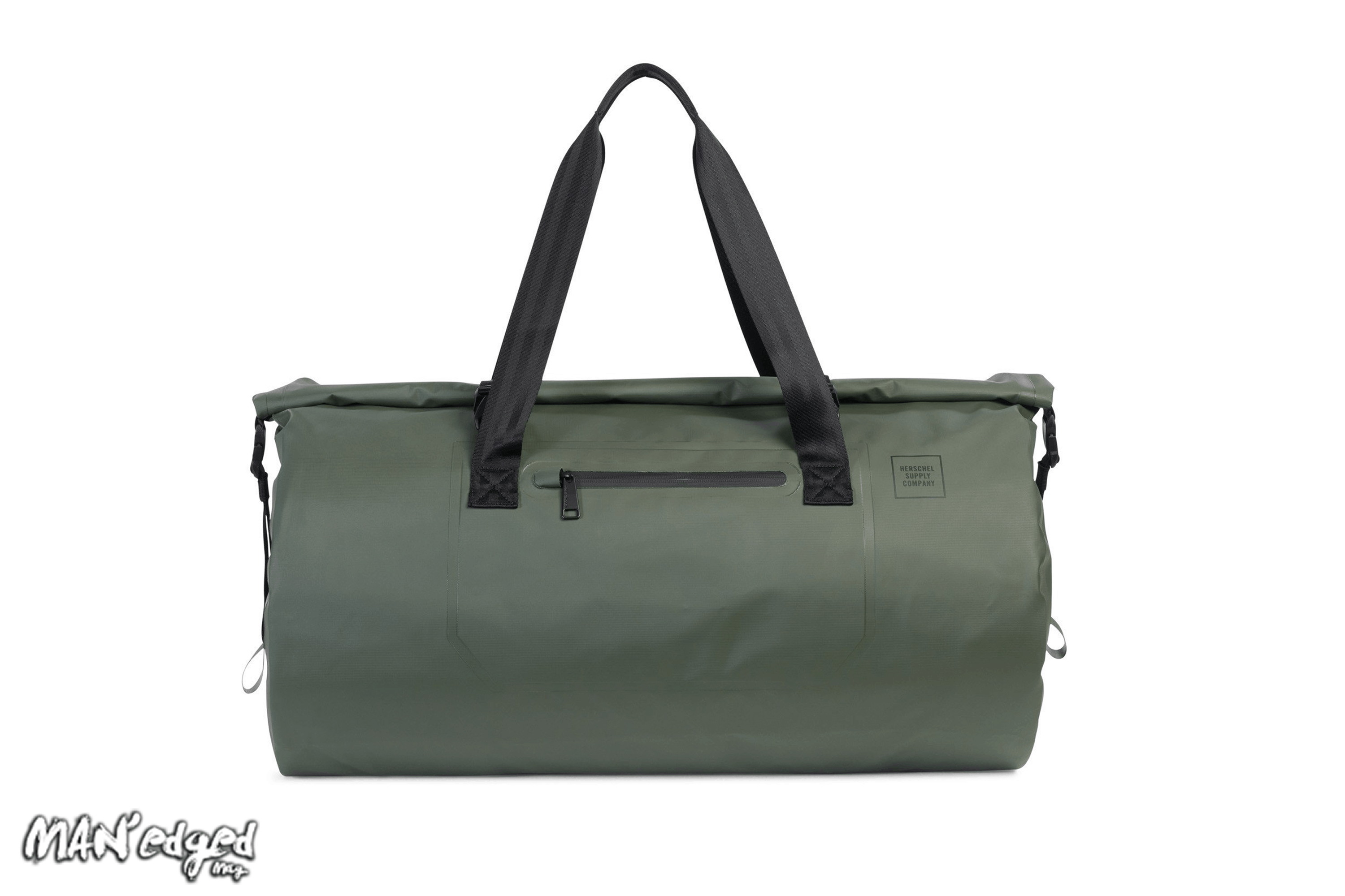 Green men's duffle bag by Herschel Supply Co, featured in MAN'edged Magazine St Patricks Day men's style round up