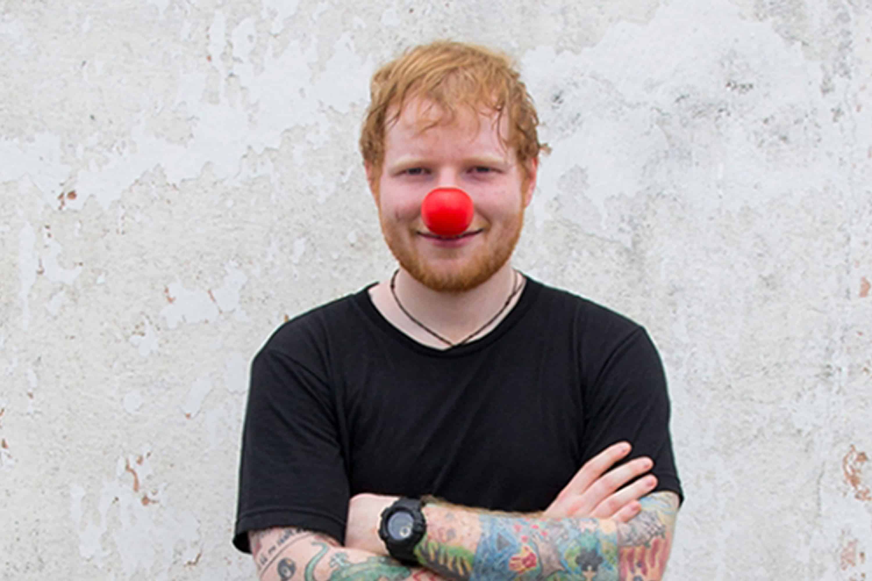 Ed Sheeran posts with Red Nose for Red Nose Day