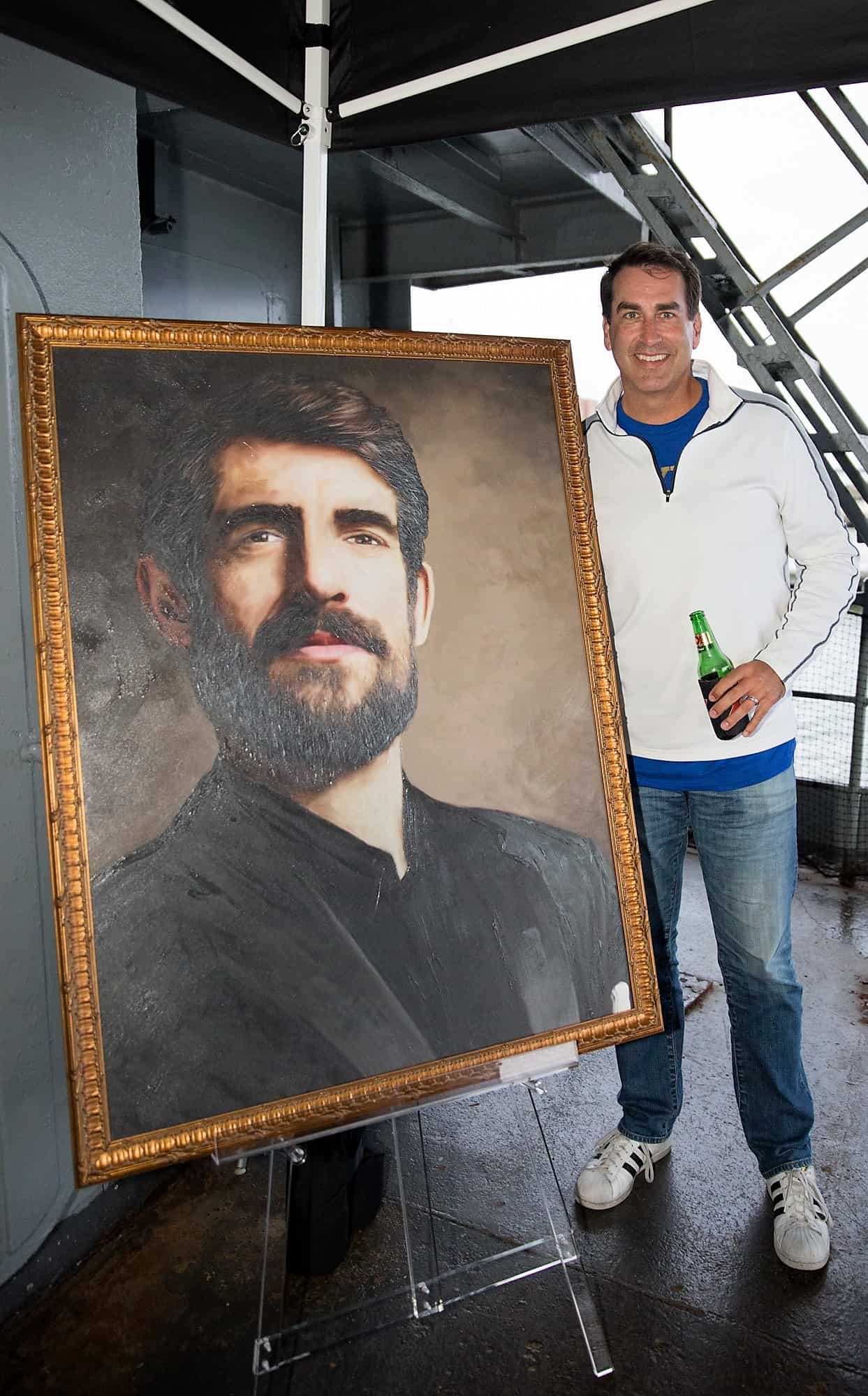 Dos Equis most famous man mural (left), Actor and Comedian Ron Riggle (right)