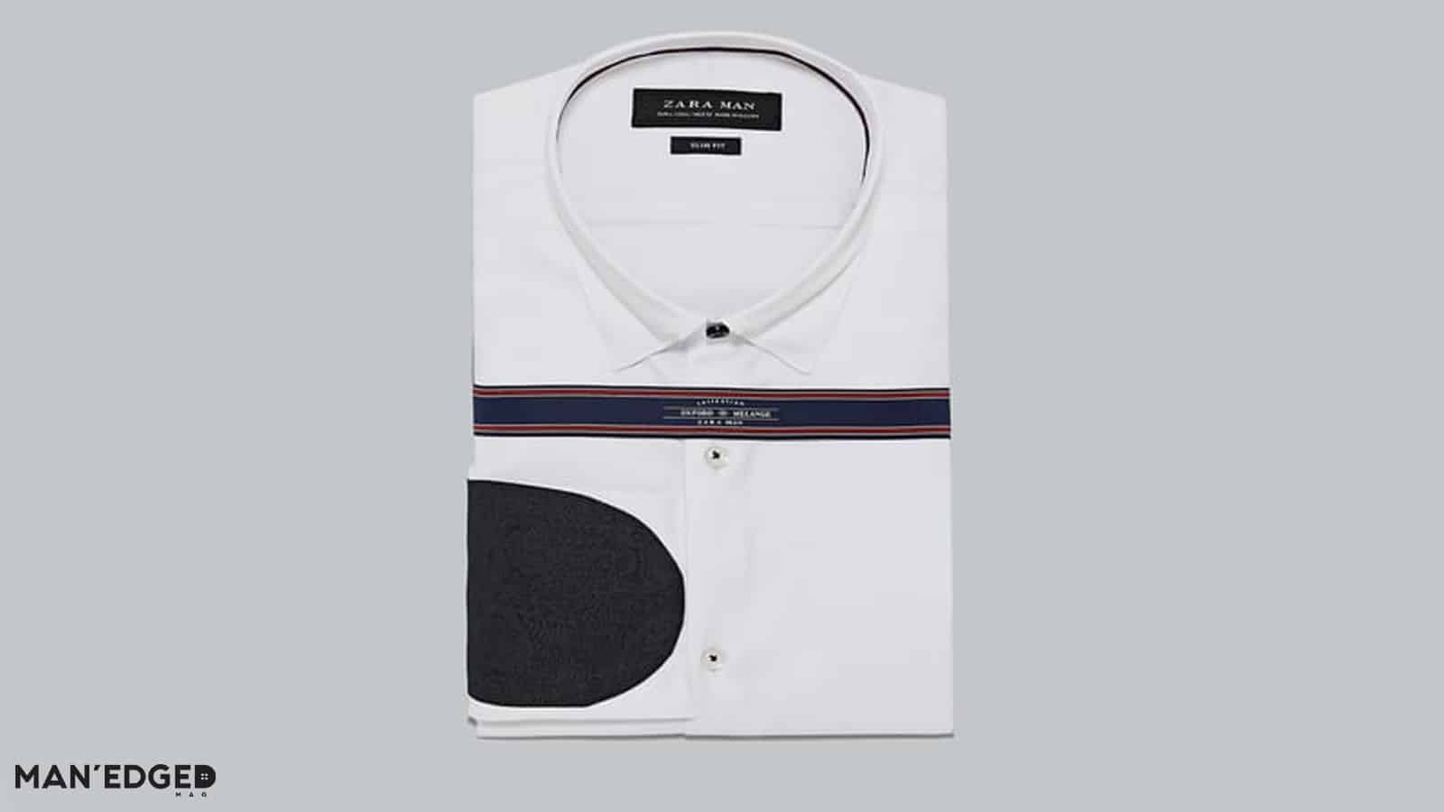 men's white button up with elbow patches