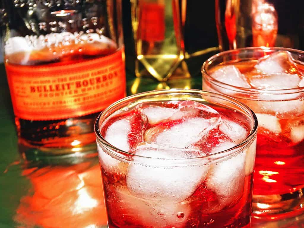 Cranberry Gingerale Punch using bulleit whiskey bourbon