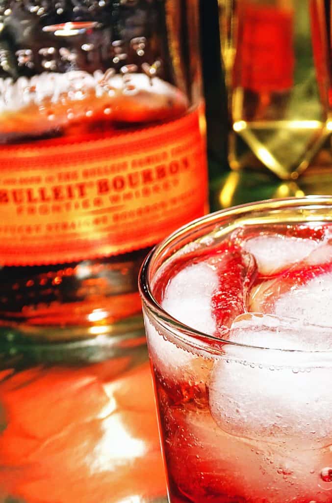 Cranberry Gingerale Punch using bulleit whiskey bourbon