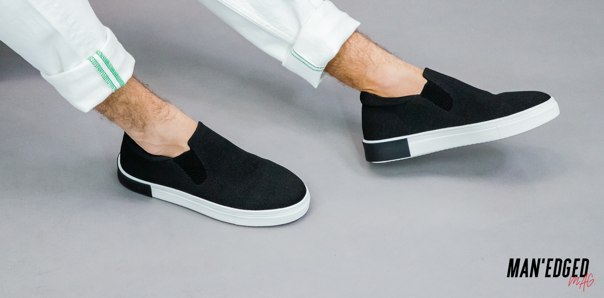 black slip on men's sneaker 