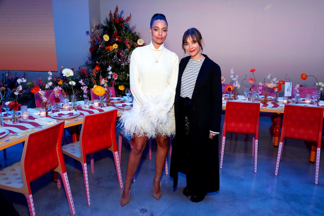 Rashida Jones and Aurora James pose at Maison Courvoisier’s "We Found Joy"