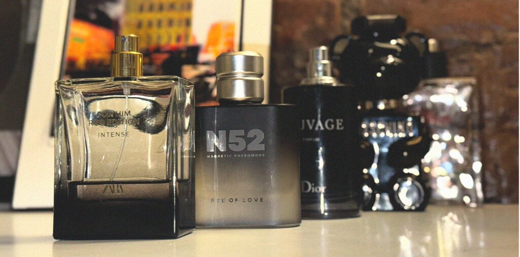 men's fragrance set featuring multiple fragrance bottles